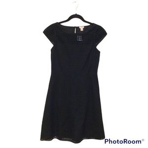 J Crew Fit and Flare Eyelet Lace Dress Black Size 6 #136